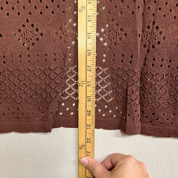 REDHOTYPE Women's XL Coffee 3/4 Sleeve Open Front Crop Shrugs Cardigan Sweater - Picture 14 of 14